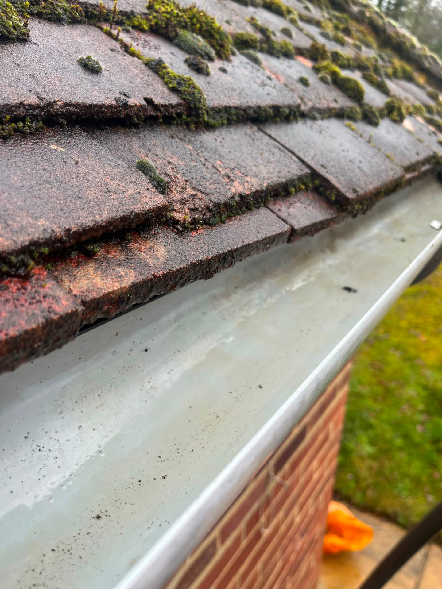 Gutter emptied and rinsed clean